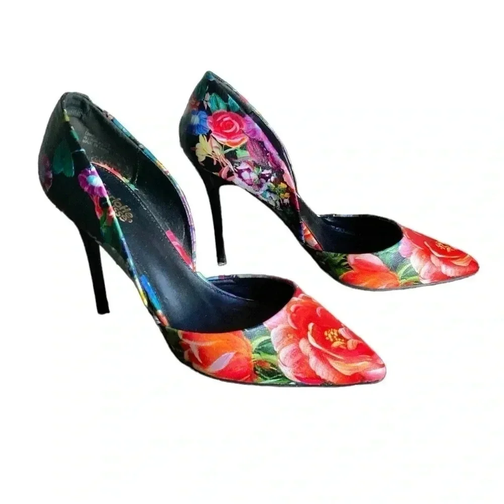 CHARLOTTE RUSSE | Varcityy Floral Multi D'Orsay Heels  Size 9